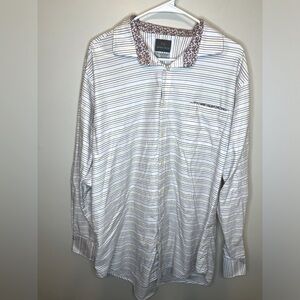 Thomas Dean Purple/Yellow Striped Men’s Button Down 100% Cotton XXL VGUC